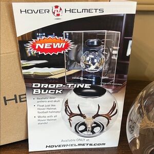 Hover Helmets Drop-Tine Buck Display Globe - White with Brown Antlers NWT